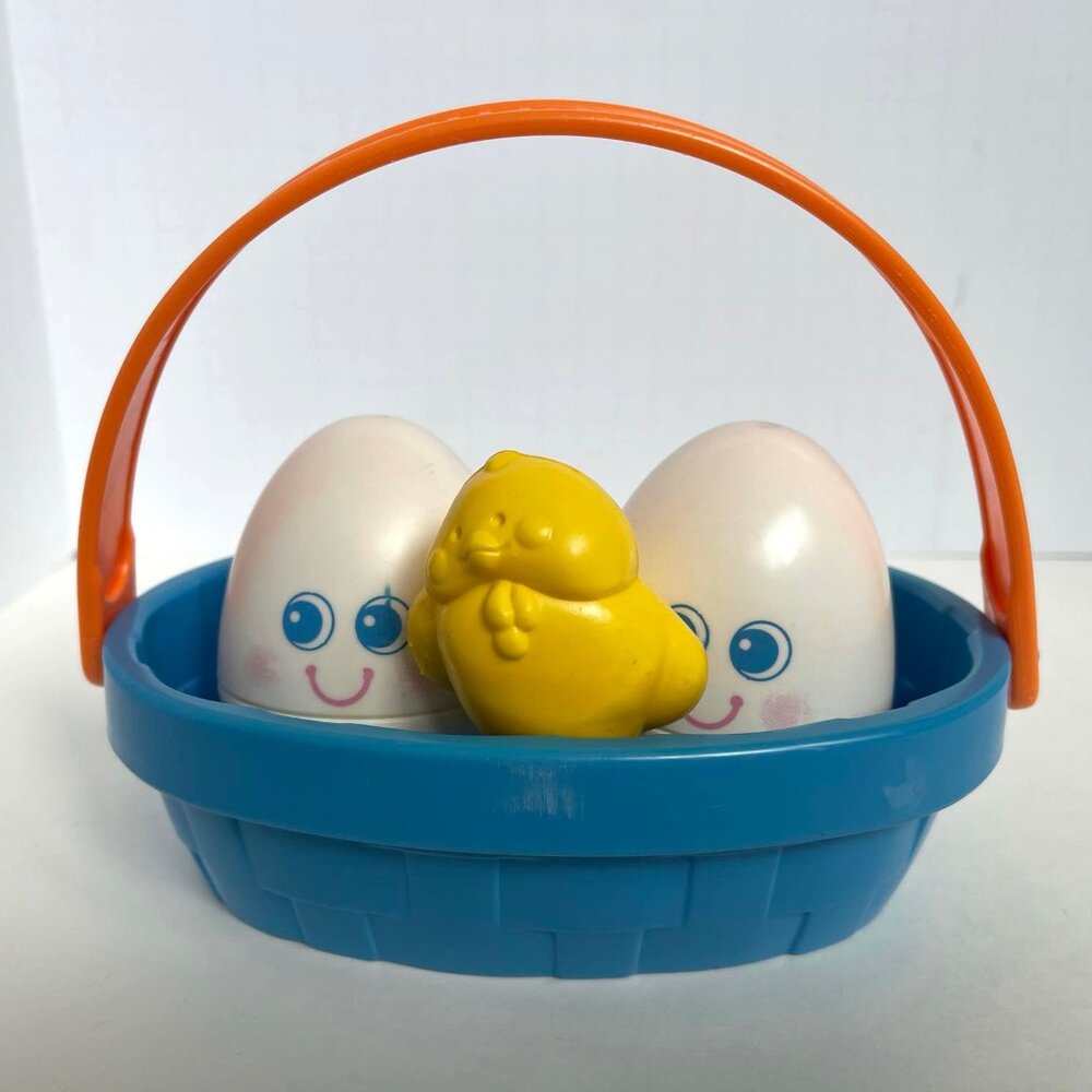 Fisher Price Wobbly Eggs in Basket & Chick Rare Complete